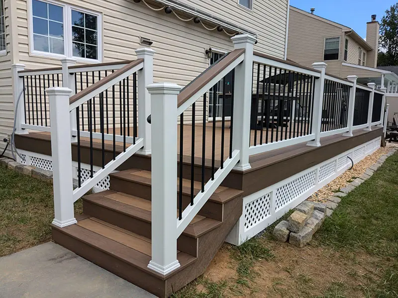 New deck construction with staircase