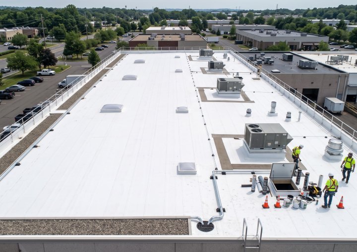 Commercial flat roof replaced by Roof Wizards