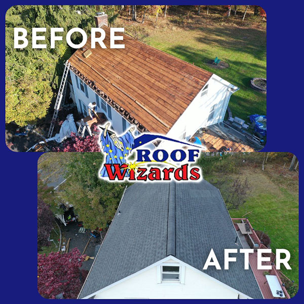 Before & After Of New Roof Serviced By Roof Wizards